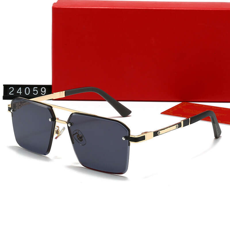 New Fashion Half-Frame Rimless for Women, Internet Celebrity Large Frame Sunglasses, Outdoor Metal Edge Trendy Sunglasses 24059