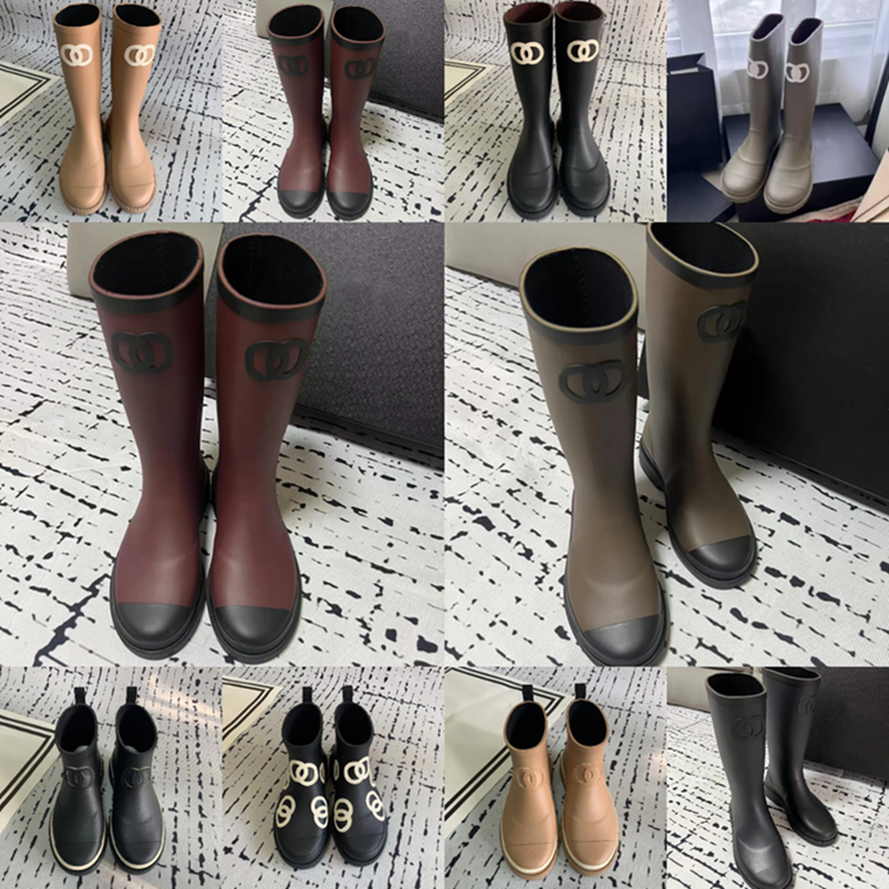 35-41 Top Brand Designer Square Toe Women Rain Boots Thick Heel Thicks Sole Ankle Boot Women's Rubber Boot G220720 good are quality winter shoes Boot