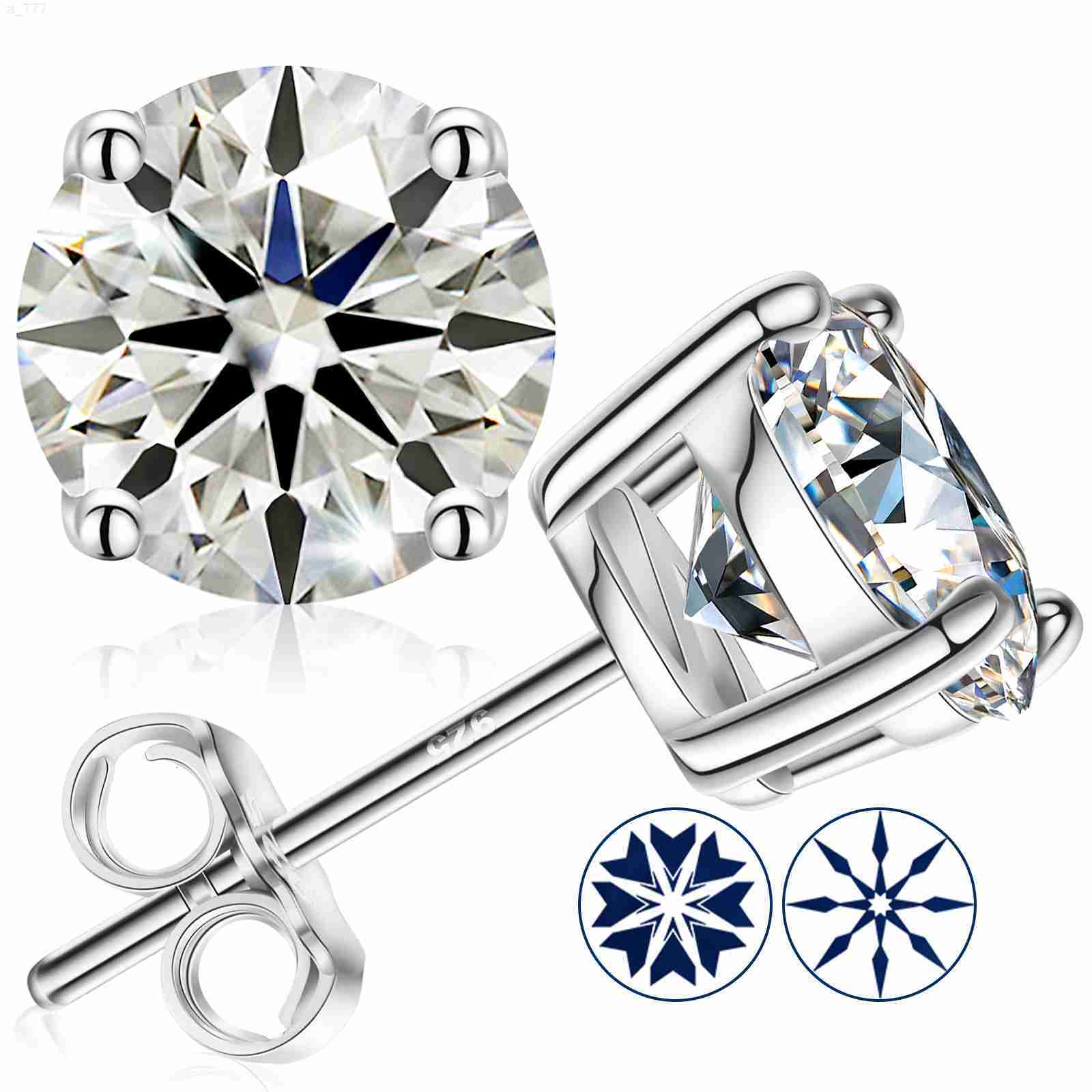 Luxury Men Women Mossanite Earrings Jewellery Gold Plated Silver 925 Pass Diamond Tester Real VVS Moissanite Stud Ear Rings