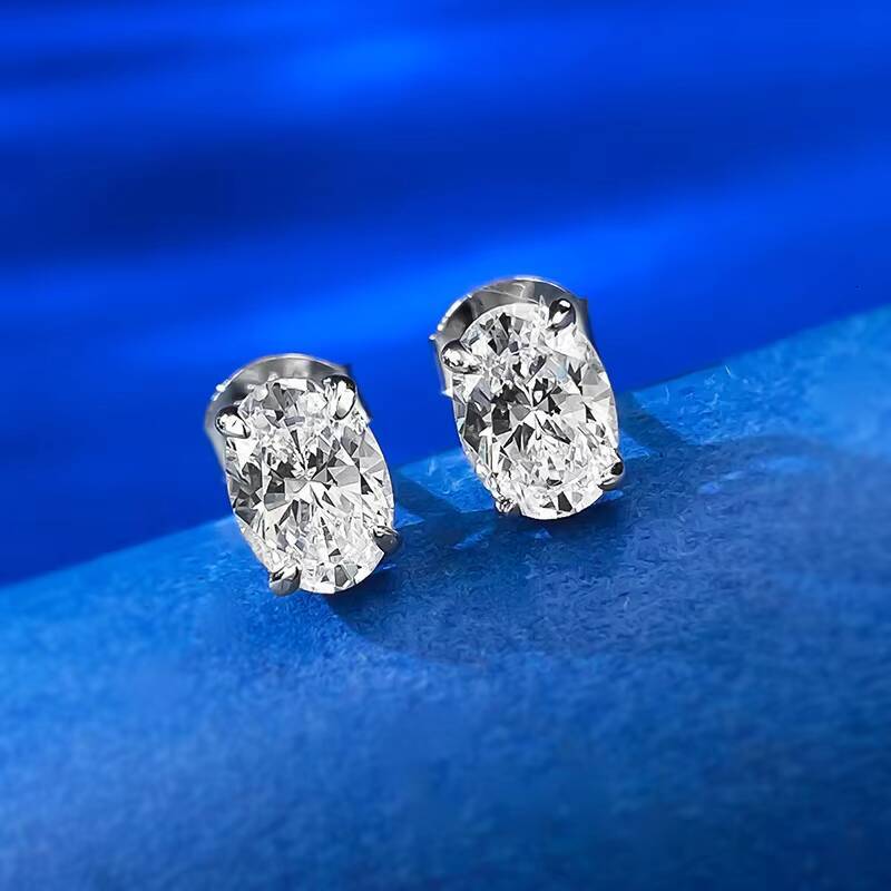 Moissanite Fine Jewelry Stud Earring for Women Simple Diamond S925 1CT Moissanite Oval Cut Earrings High Quality Bridal Jewelry
