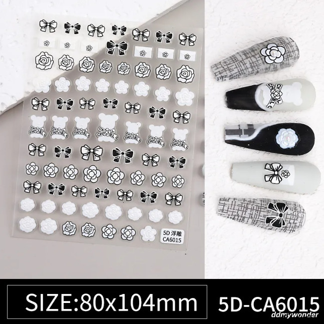 Delicate Bow Art Stickers - 5D Relief, Light Design For Elegant Nail Decoration