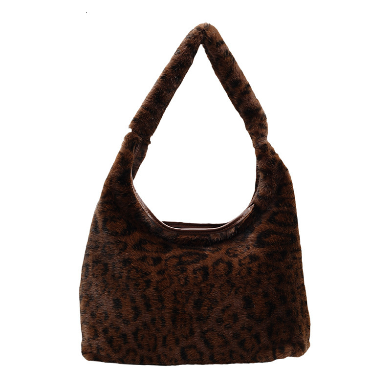 Free shipping designer Vintage Commuter Bag Leopard Print Underarm Bag Women Lazy Style New Single Shoulder Bag Trendy Fashion Plush Versatile Tote Ba