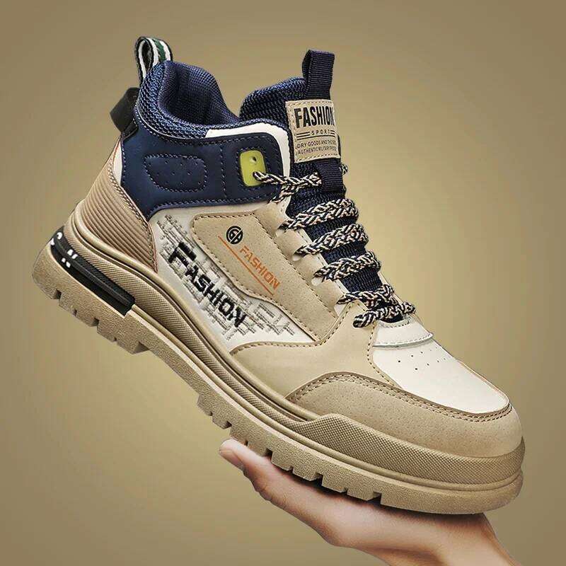 Fashion Personalized Lace-up Male Sneakers High-top Work Casual Men's Shoes Outdoor Breathable Anti Slip Men Vulcanized Shoes