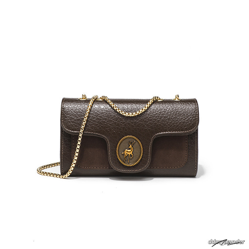 Women's Retro Flip Handbag Free Shipping Designer Splicing Chain Small Square New Fashion Single Shoulder Crossbody Casual Makeup Bag