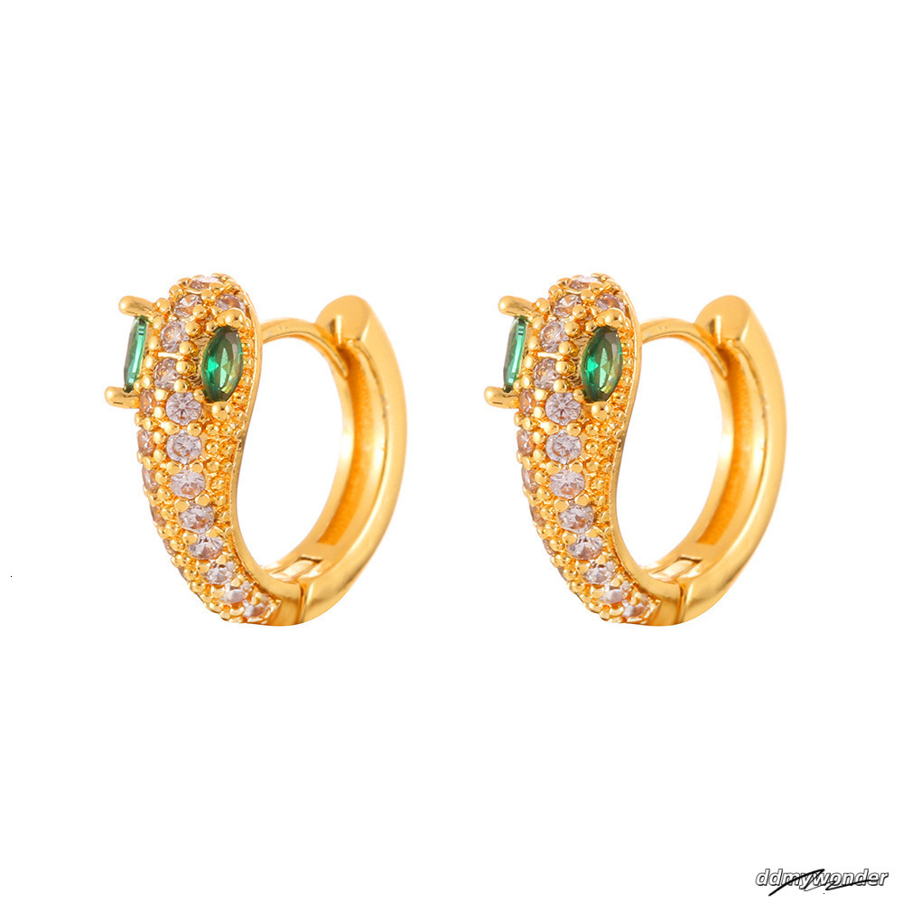 Light Elegant Exquisite Versatile Zircon Green Eye Snake-Shaped Fashion High-End Sense Personality Niche Earrings 250710 ddmywonder ddmywonder ddmywon