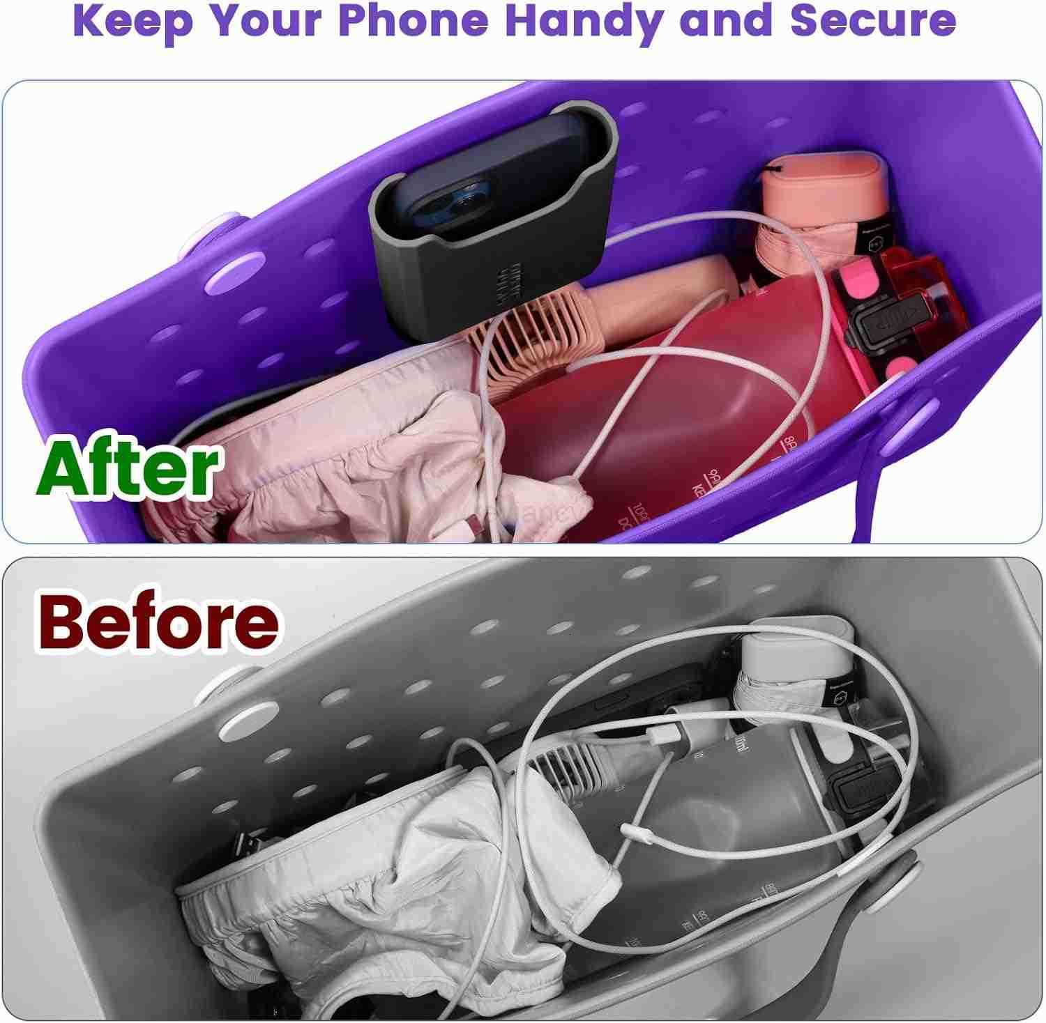 Silicone Phone Holder Accessories for Phone Case Holder Compatible with All Black Cell Phone Insert for Simple Modern Beach BagW250910