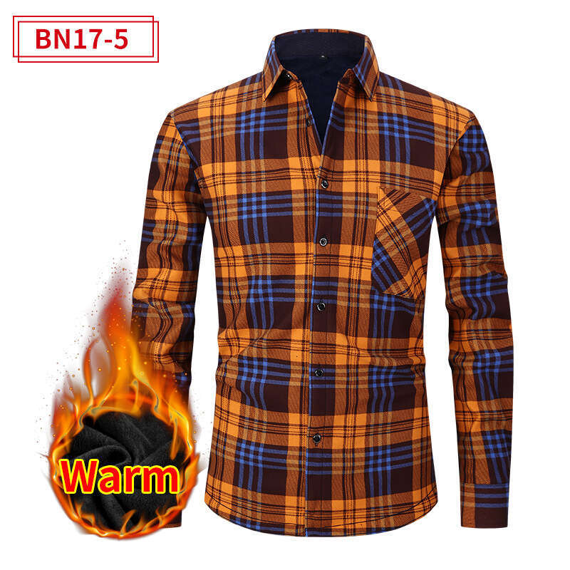 European American style casual thick warm for men, long sleeve plus size autumn and winter shirt 2025 new versatile fashion clothing