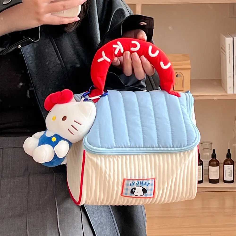 Cute Cottage Makeup Bag for Girls Large Capacity Skincare Storage Bag Portable Handheld Travel Wash BagXJ250910