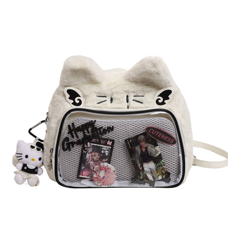 2025 Designer's New Cute Cat Plush Transparent Backpack