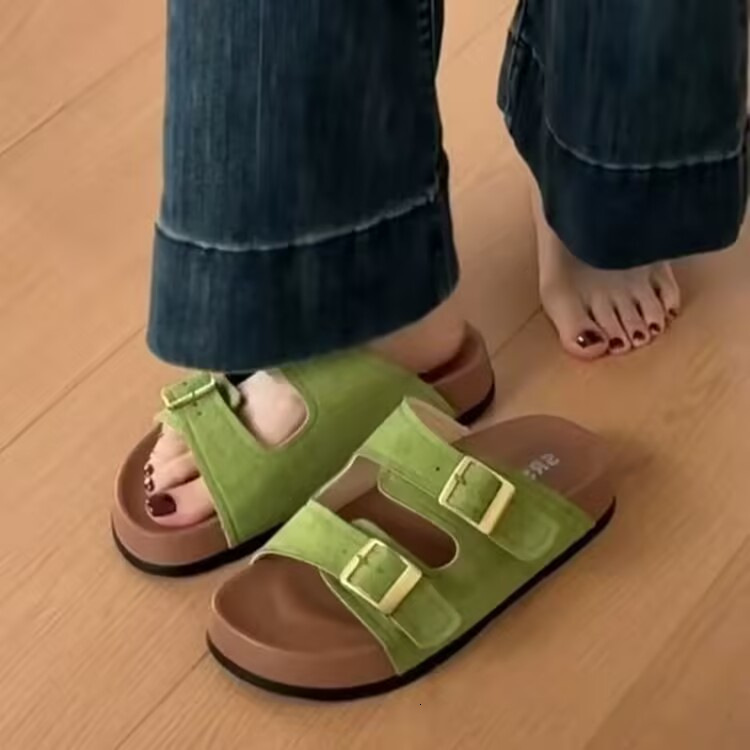 Women's Sandals Autumn New Designer Shoes Thick soled Single strap Slippers Beach Sandals Outerwear Flat Lazy Slippers