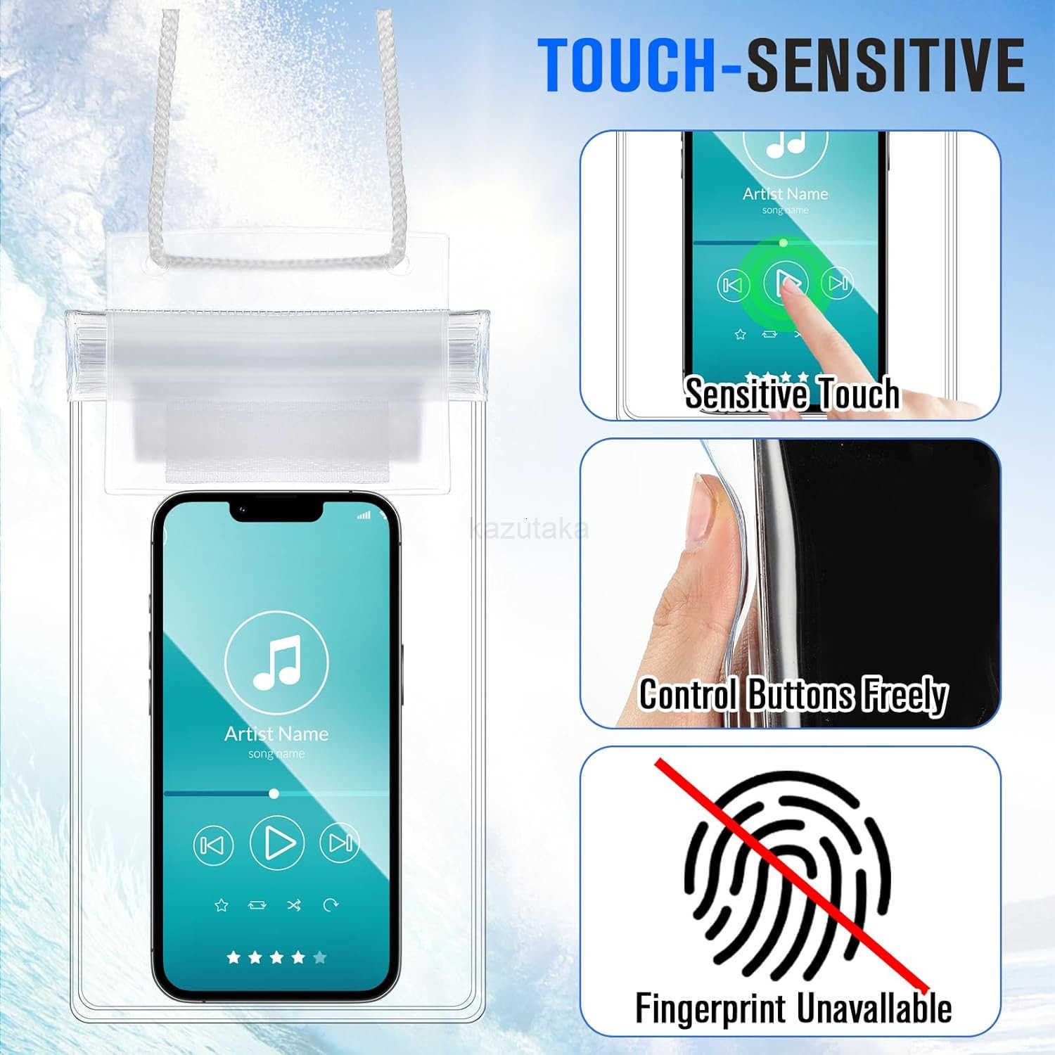 50 Pack Clear Waterproof Phone Pouch Universal Waterproof Phone Case Waterproof Pouch Dry Bag with Lanyard for Water Games ProtectWhite Z250910