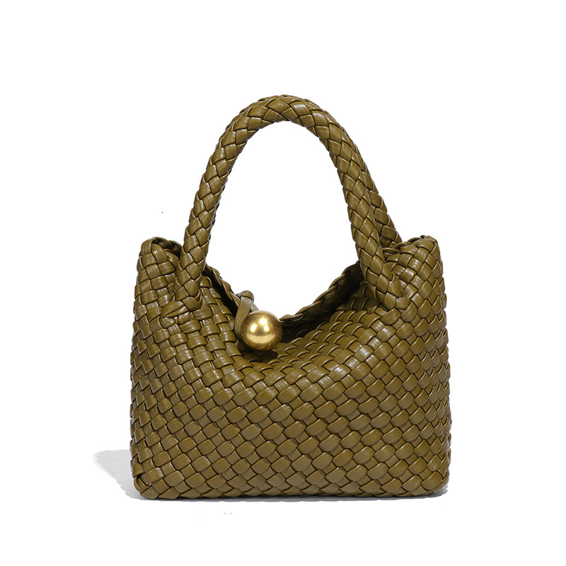 Spring and Summer New French Style Women's High-Quality Texture Pure Handmade Woven Handheld Basket Bag