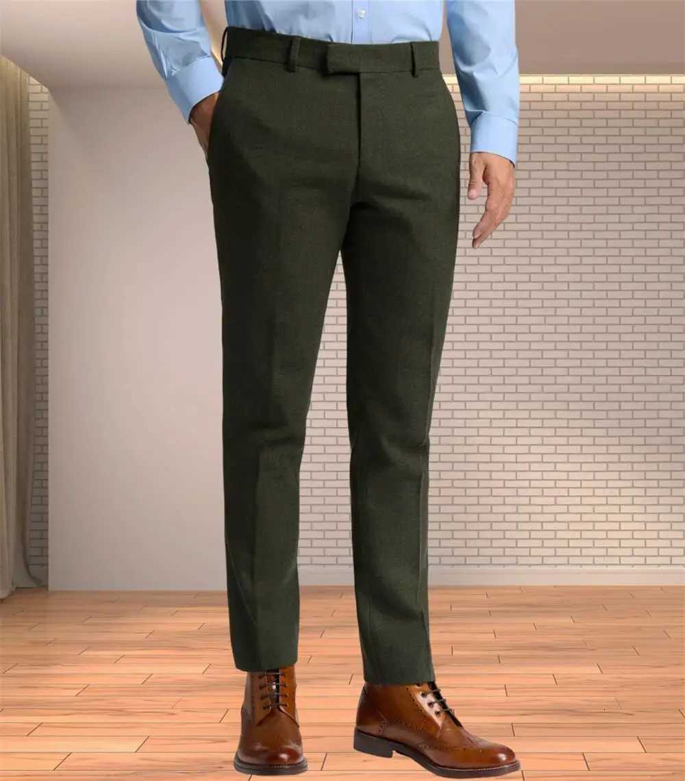 3pcs Suit Jacket Vest Pants Latest Mens AutumnWinter Set Herringbone Pattern Italian suit slim fit for Business Work W250910