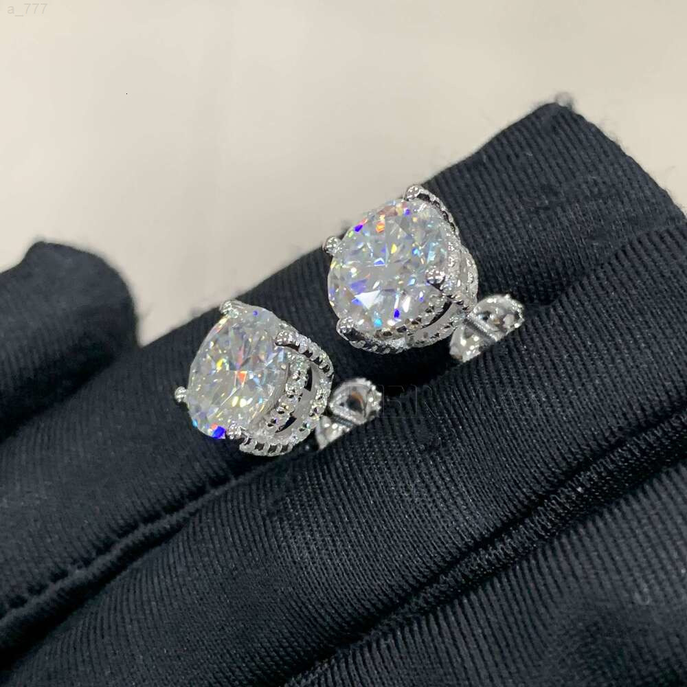 Cadermay 9Mm 3Ct Diamond Earrings 4 Prons Screw Push Back Synthesis Moissanite Solitaire Stud With GRA Certificate