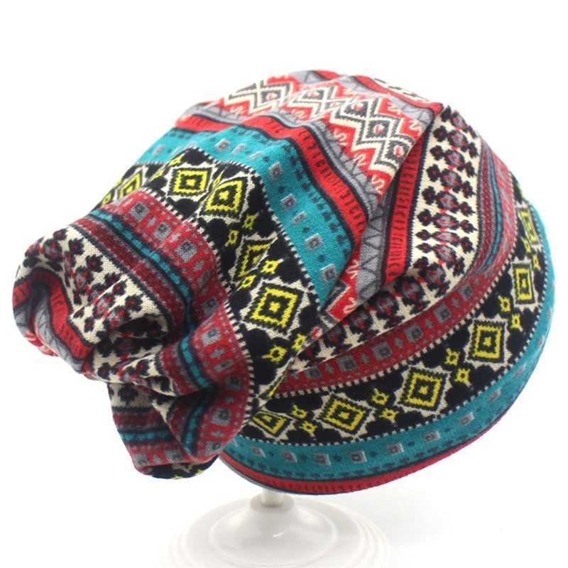 Ethnic Sty Slouchy Beanies Hat Fashion Cololock Hair Cover Sklies s Wen Men Holiday Casual Scarf Hats Autumn Winter G250910