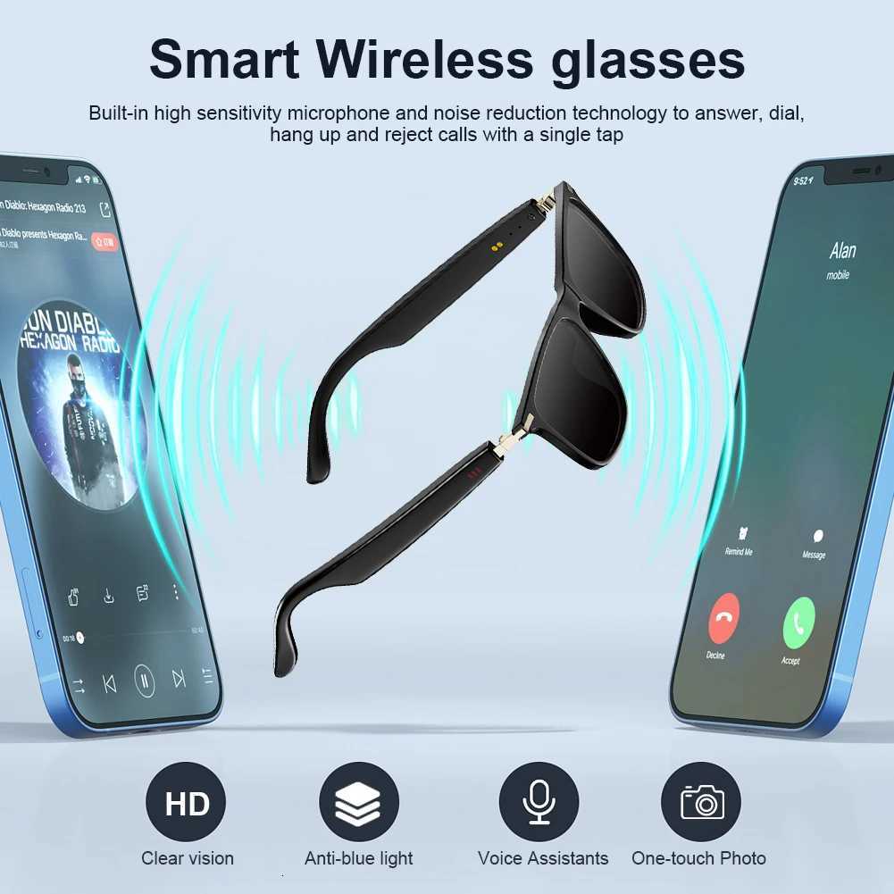 Smart Glasses with AI Translator BT Glasses HandsFree Music Calls Outdoor Sports Headphones for Men Women T250910