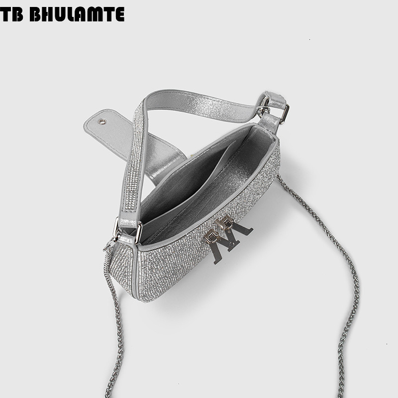 Free Shipping Designer Bag Diamond-encrusted Chain Bag Women Luxury Bag 2025 New Versatile Internet Celebrity W Shiny Diamond Handbag Single Shoulder 