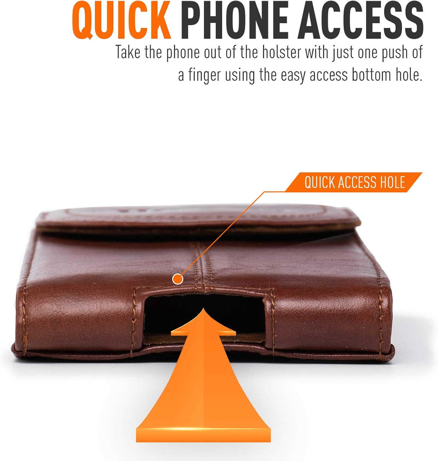 Genuine Leather Cell Phone Holster for Belt Men Vertical Phone Holder Belt Pouch Fits for iPhone 15 Pro Max 14 Pro Max 13 Pro Max S24 Ultra Note9 Ca Z