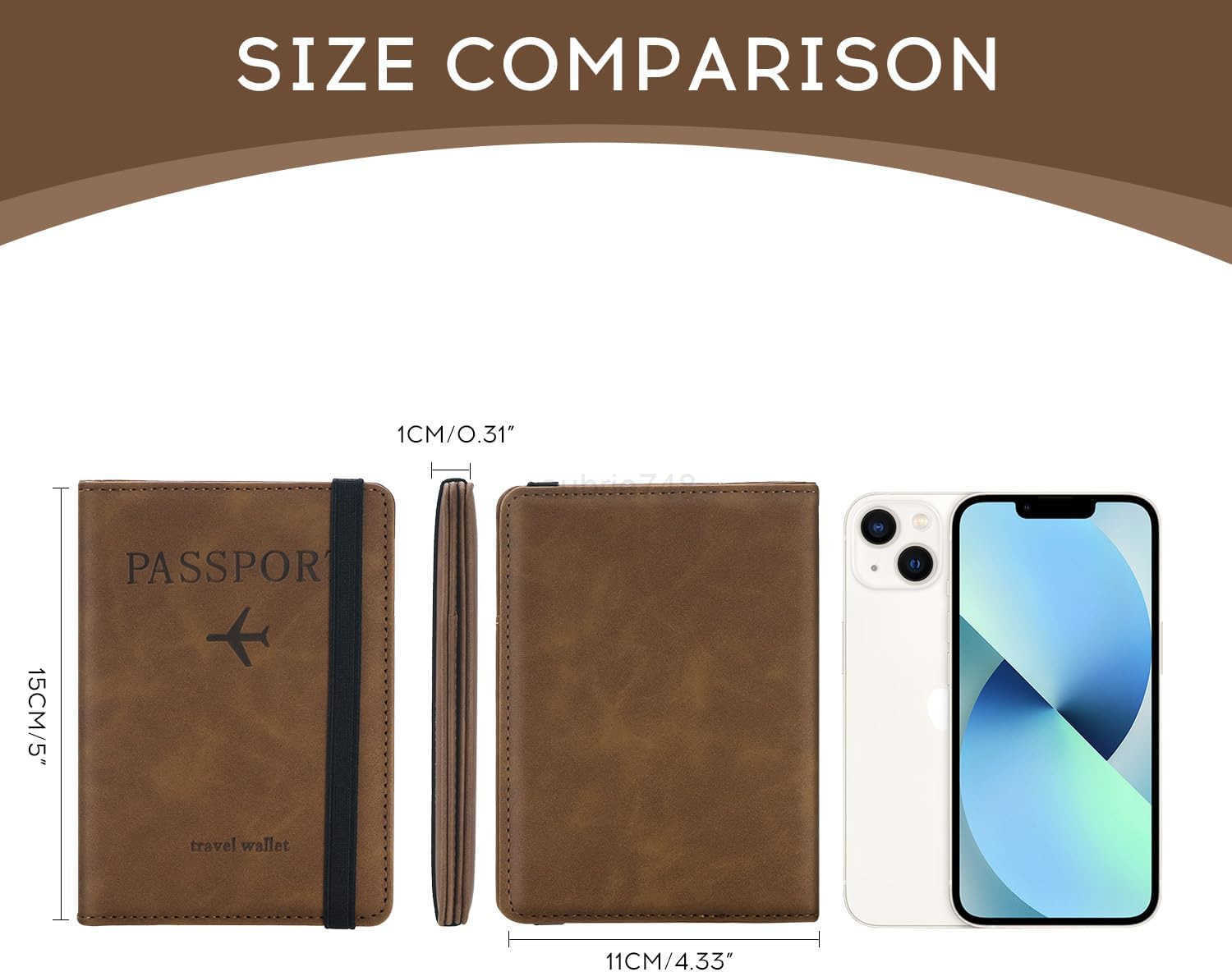 CoverPassport Holder Travel WalletRFIDBlocking Passport Case Travel Accessories Card Holder Wallet Unisex Travel GiftsBrownZ250910