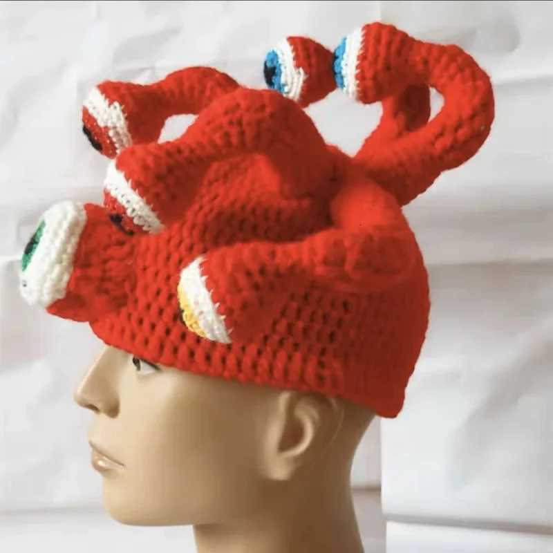 2024 Handknitted Octopus Eye Hats FallWinter Halloween Tentacle Hats Mens and Womens Monster HatsXJ250910