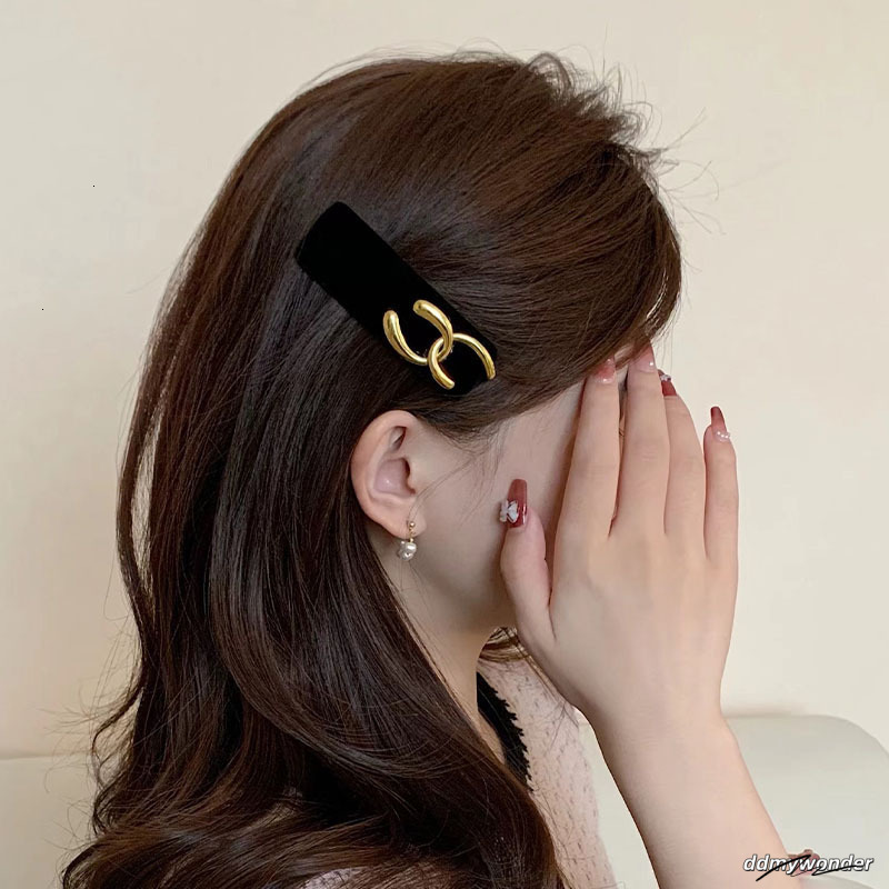 Elegant Socialite High-End Black Side Bang Veet Accessory For Women Autumn Winter Little Style Hair BB Clip 250710 ddmywonder ddmywonder ddmywonder dd