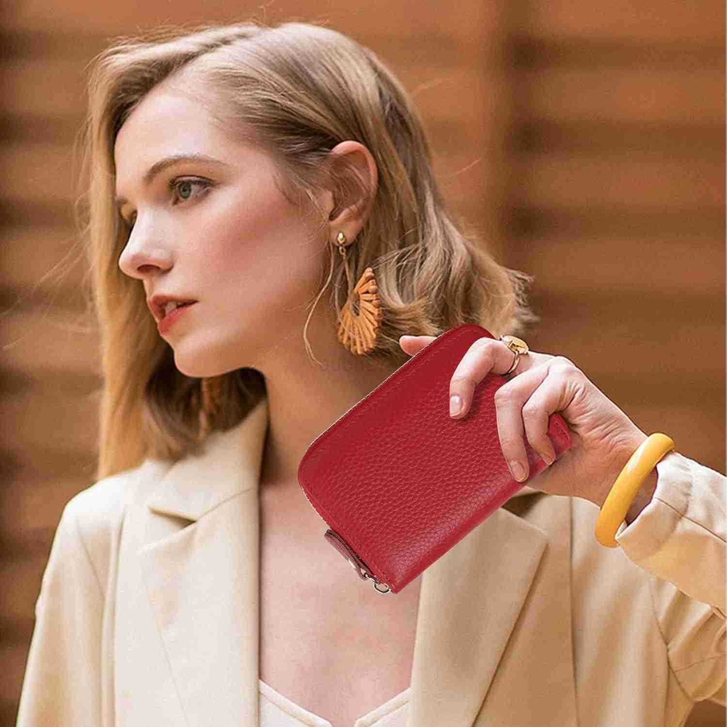Leather Wallet Women RFID Blocking Small Compact Wallets CARD Holder with ID WindowZ250911