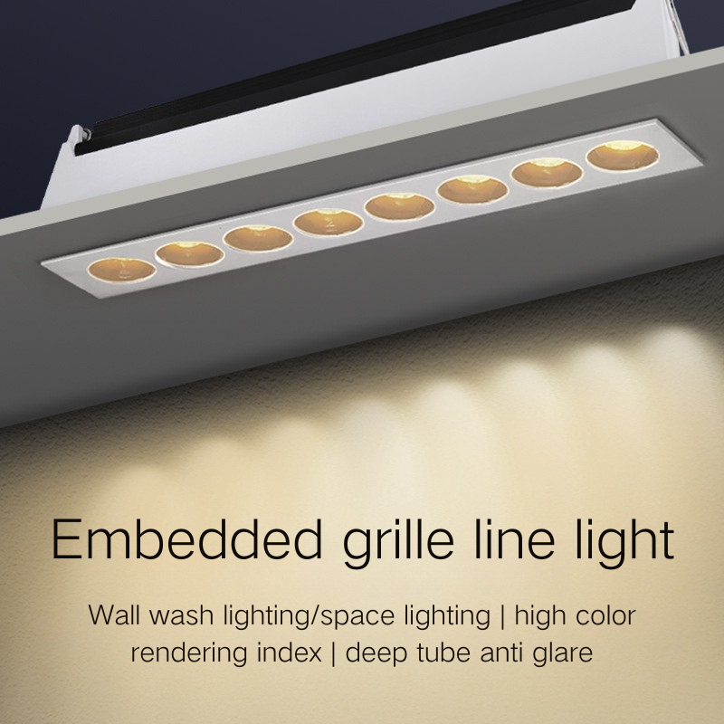 Narrow-Edge Recessed LED Linear Grille Light - Minimalist Spotlight for Dining Table Living Room Coffee Table No Main Light Strip Lighting - WLY107