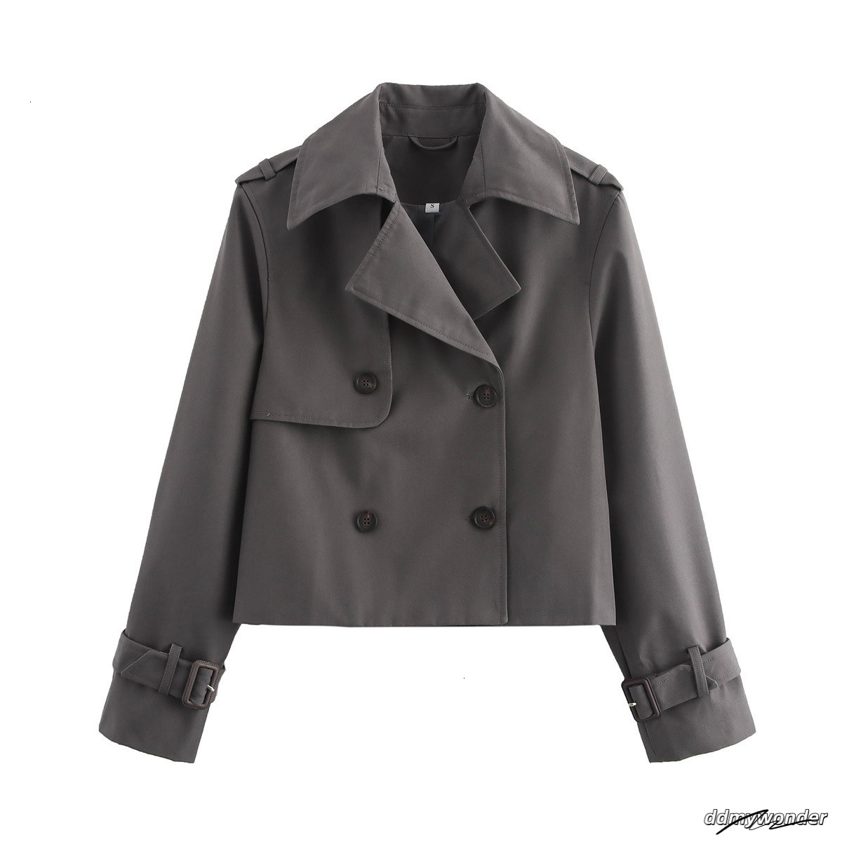Spring Autumn Simple Short Trench Coat For Women High-End Korean Style Double Breasted Lace-Up Windbreaker Jackets 240202 ddmywonder ddmywonder