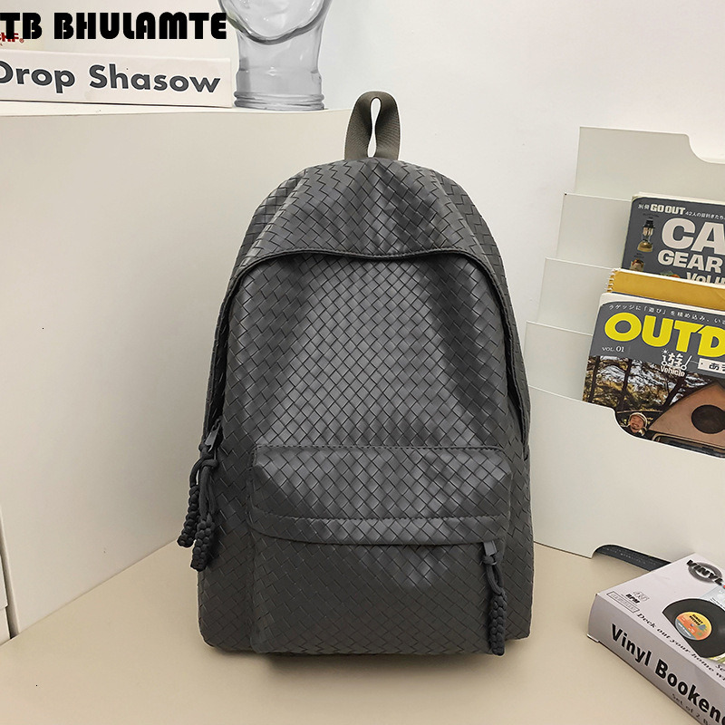 Luxury Bag Free Shipping Designer Bag Men's New Versatile Backpack For Students, Casual Laptop Backpack, Woven PU Leather, Trendy And High-end Tr