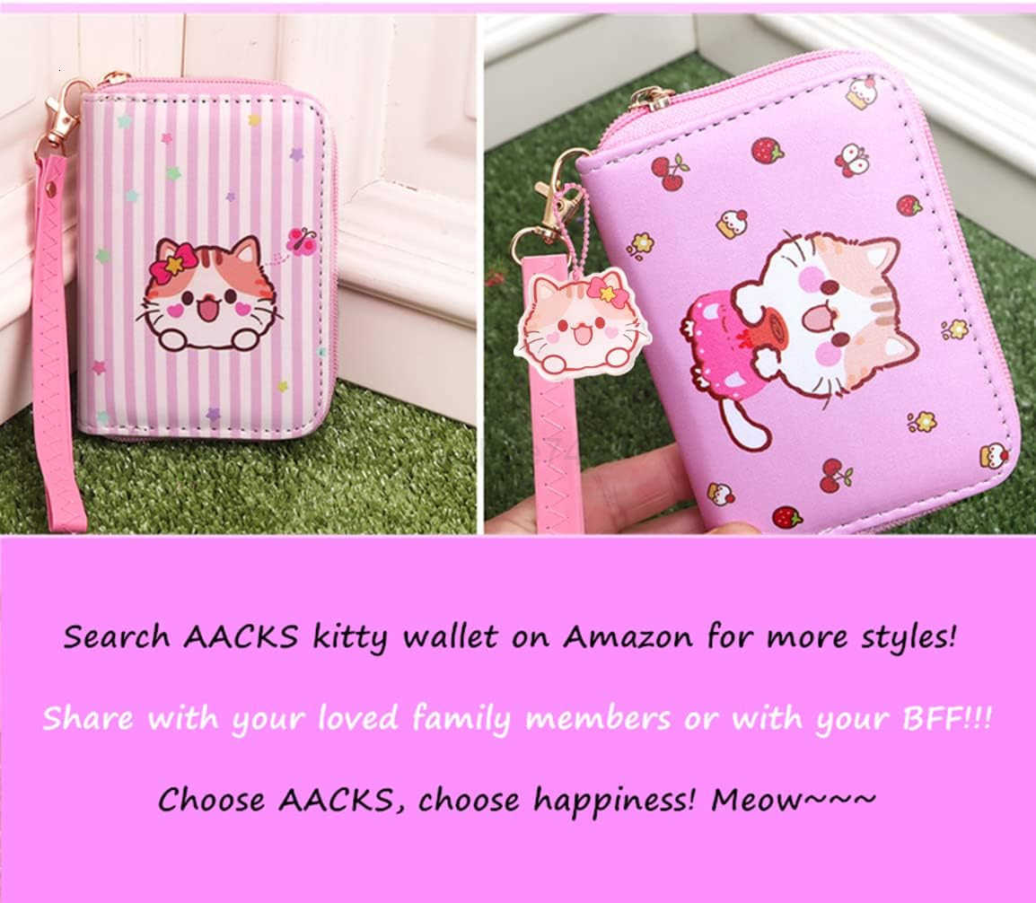 girls Kitty CAT Wallet With Strap Cute Cartoon Coin Purse and Small Pink Pouch for Little girlsZ250910