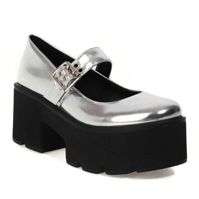 Spring and autumn new Mary Jane small leather shoes women black round toe thick sole thick highheeled shoes W250910