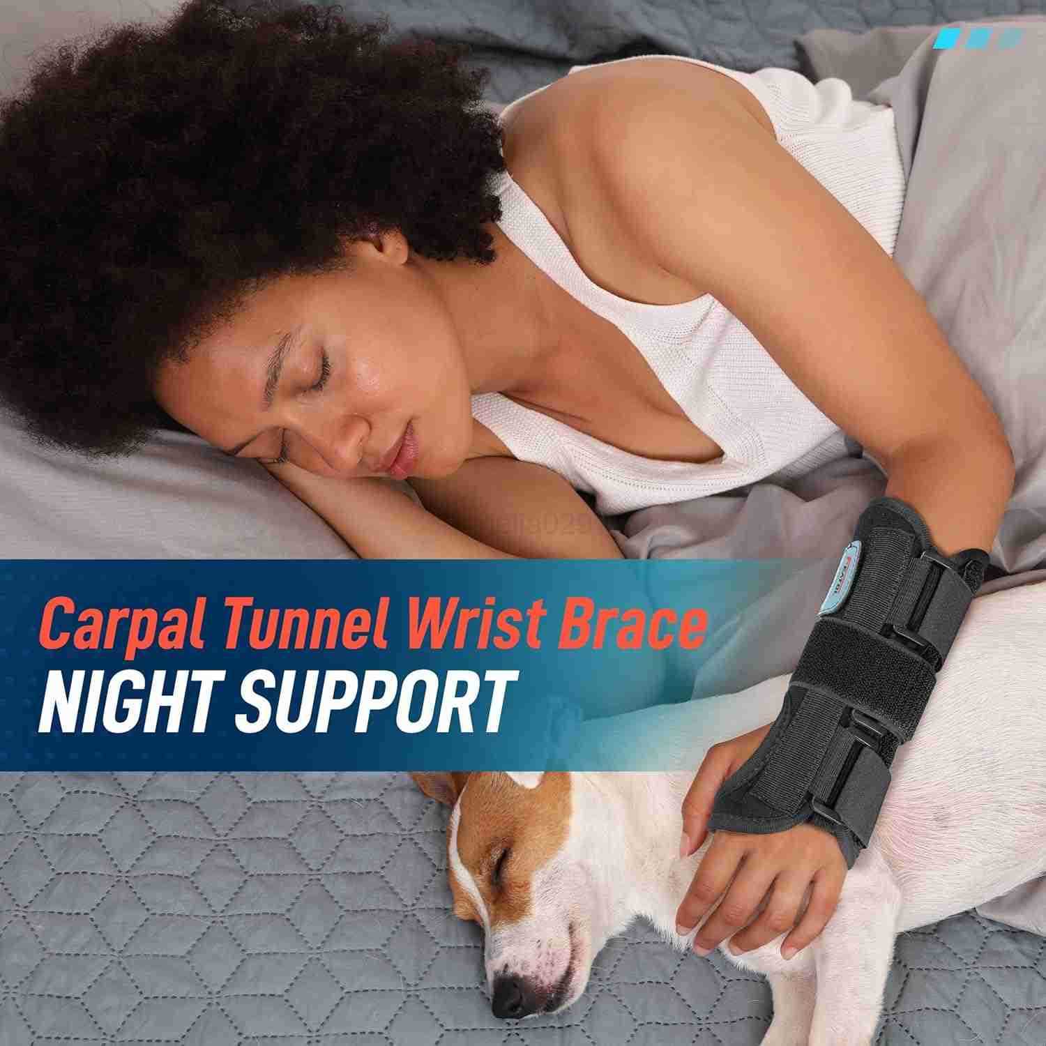Wrist Brace Carpal Tunnel Night Support Brace with Wrist Splint Adjustable Straps HotIce Pack for Women and Men Left Hand SmallMedium Tendinitis Arthr