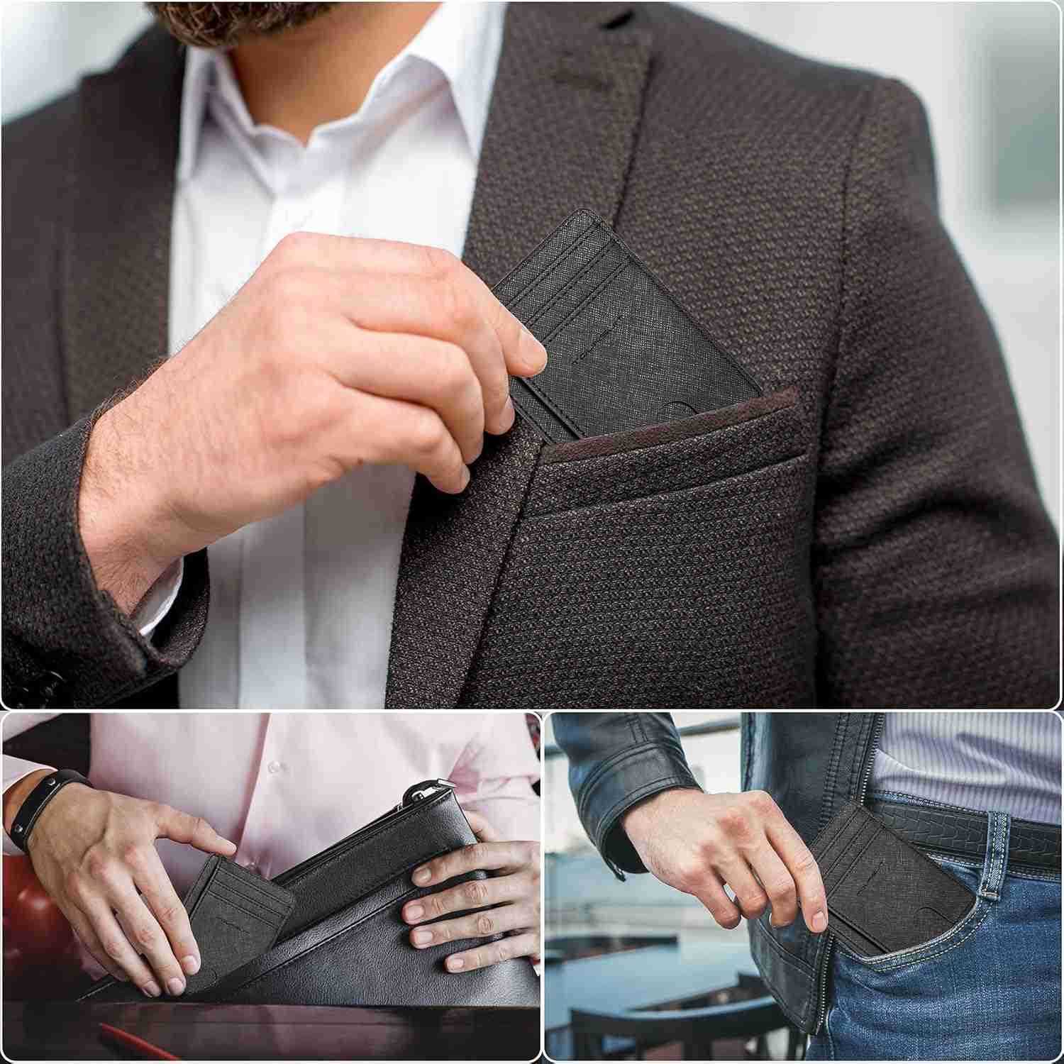 Travel Minimalist Slim Front Pocket Wallet for Men Women RFID Blocking CARD Holder Case Cross BlackZ250910