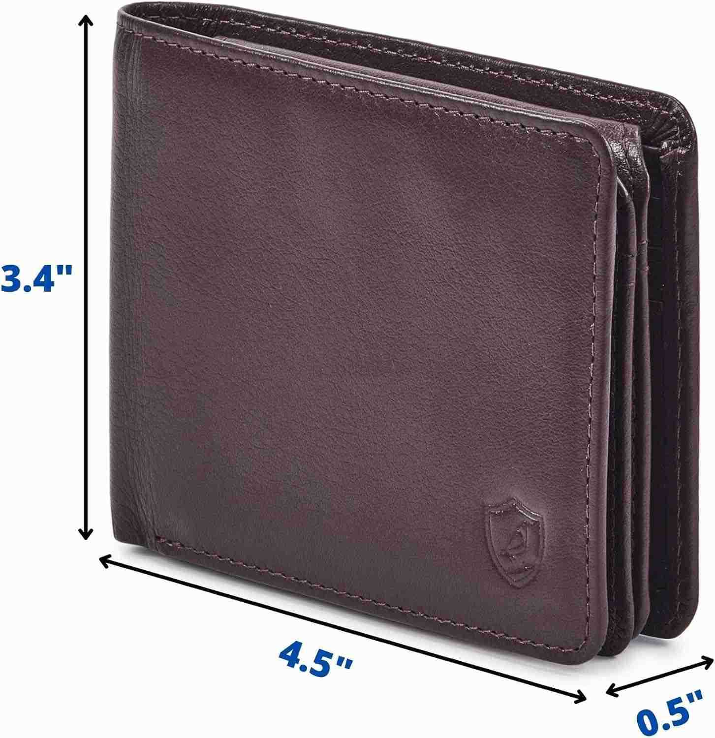 Mens Wallet Real Leather Bifold RFID Blocking High Capacity Card Case with 2 ID Window in Gift Box Crazy Horse BlackZ250910
