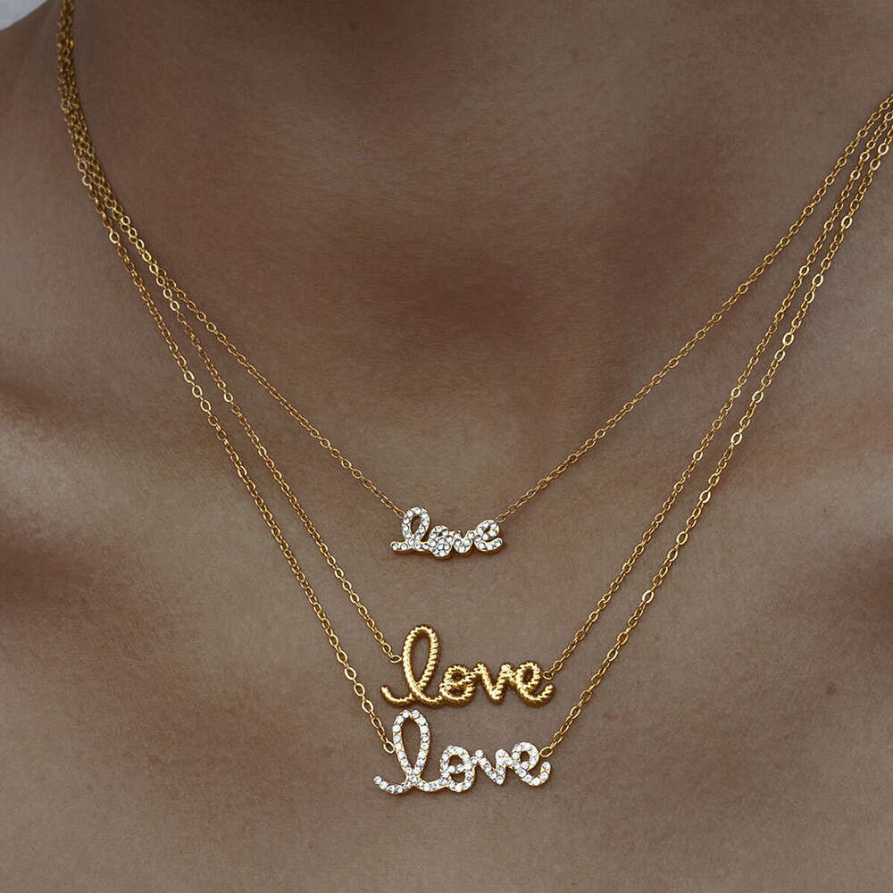 Necklace Luxury Designer Jewelry for women "love" Stainless Steel plated with gold Zircon inlay men Necklaces Festival and Holiday gifts