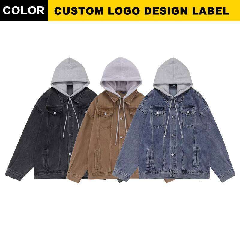 Men's Streetwear Hoodie Casual Denim Jacket