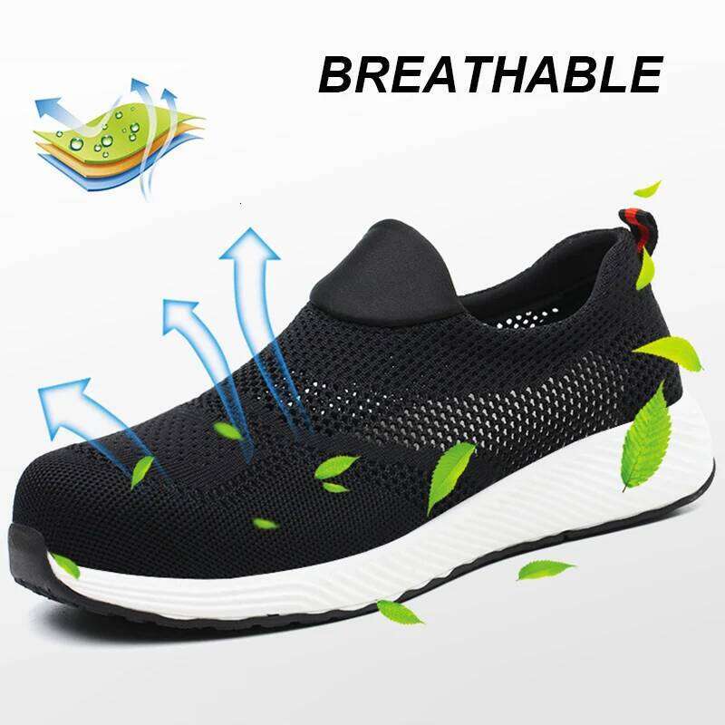 Summer Mesh Lightweight Sneakers Steel Toe Men Women Safety Breathable Construction Shoes Work Boots Footwear