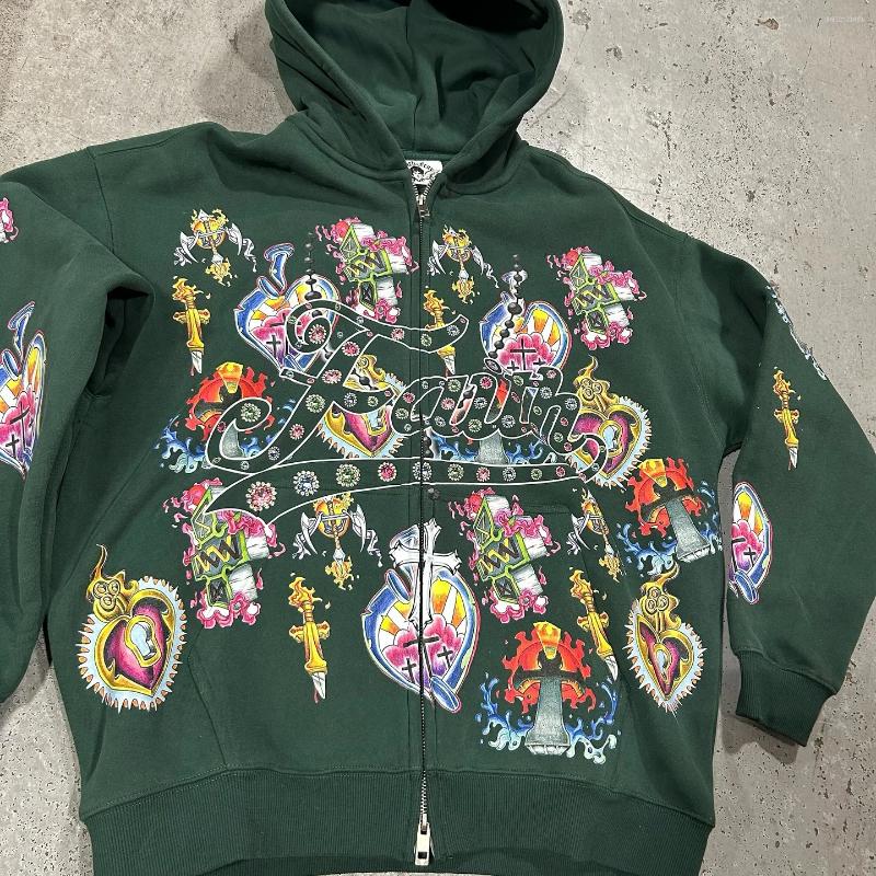 Men's Hoodies American Retro Hooded Sweater For Men And Women Lovers God Lazy Wind Printed Long Sleeve Zipper Promo