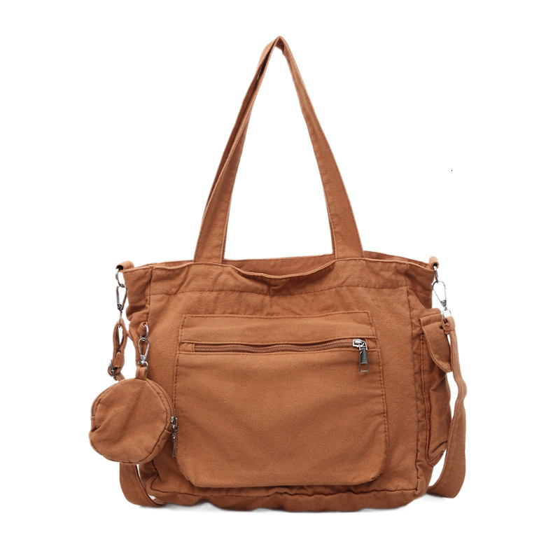 Free shipping designer Solid Color Canvas Bag Shoulder Bag Women Large Capacity Student Commuter Bag Versatile Tote Bag Fashion Simple Crossbody Bag