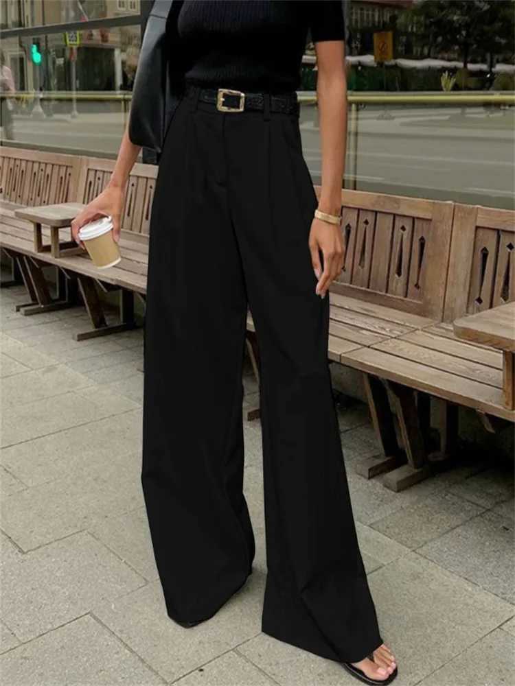 Botvotee Office Highwaisted Wideleg White Suit Pants Womens 2025 Fall Loose and Drape Casual Straight Mopping Black Trousers Z250910