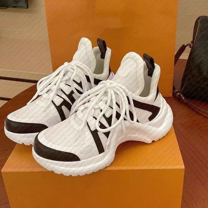 Designer shoes brand Archlight Casual Shoes Women's high quality arch bare calf leather lace platform color block sneakers lace box