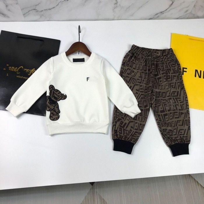Designer suits, fashionable brands, classic patterns, long-sleeved children's clothing, luxurious outdoor casual tops and pants, two-piece sets Size 100cm-160cm a1