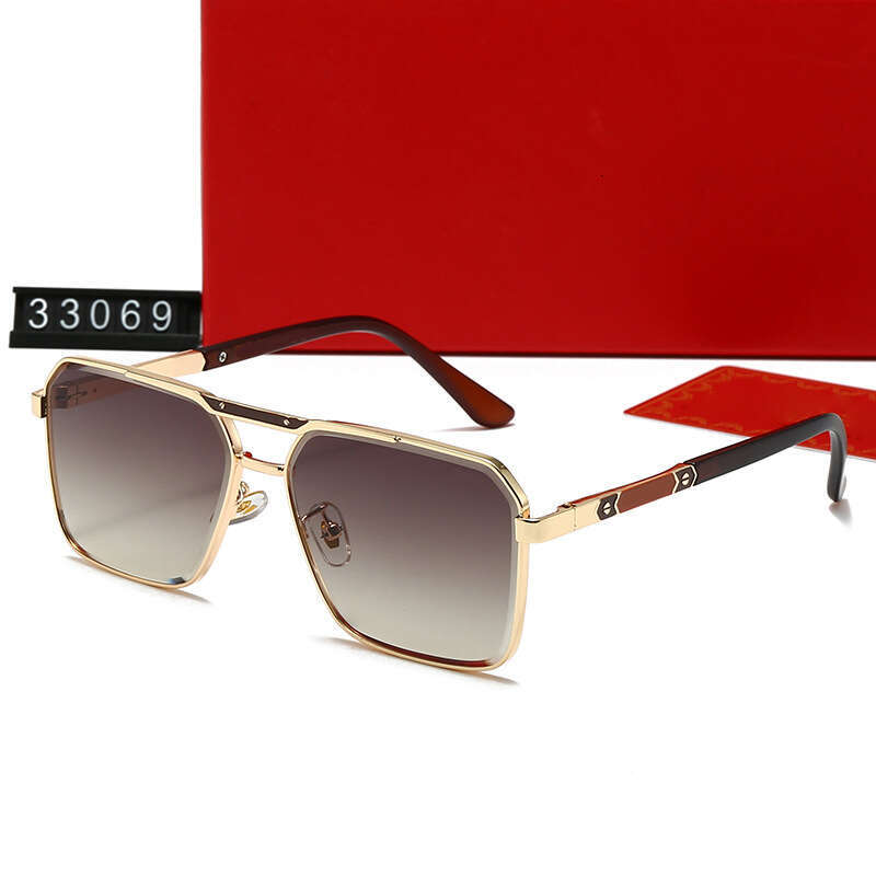 New Men and Women Double Bridge Metal Square Frame Fashion Casual Sunglasses Driving Glasses 33069
