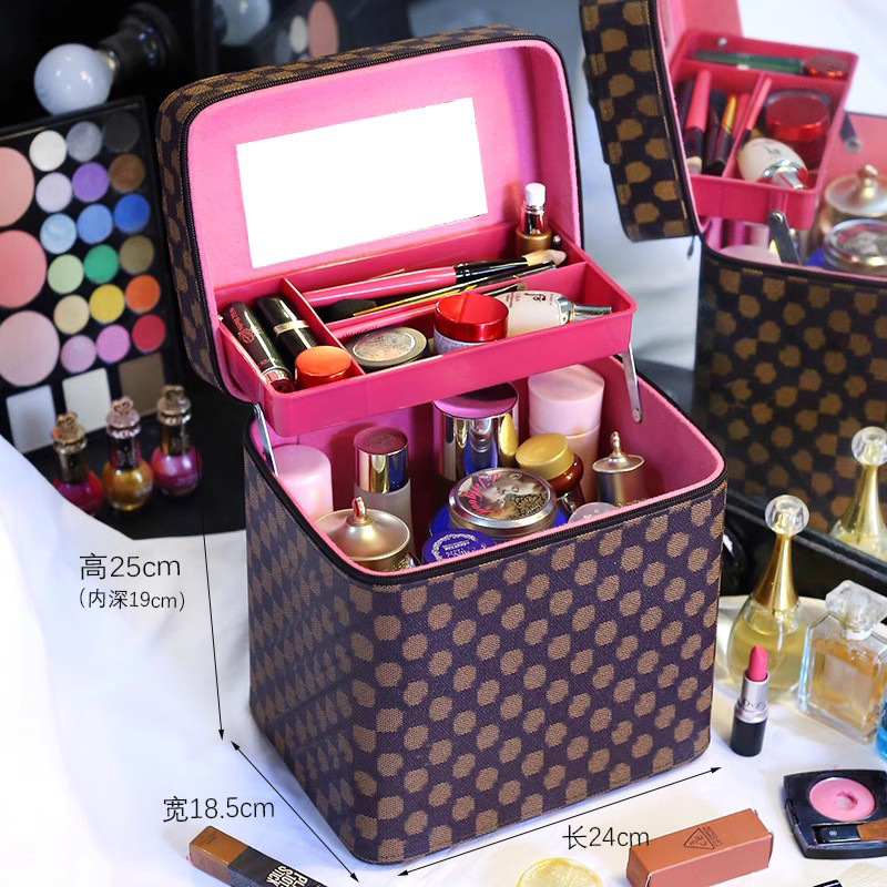 Free shipping designer bag Makeup bag for women portable large capacity new high-end cosmetics storage box with mirror black white