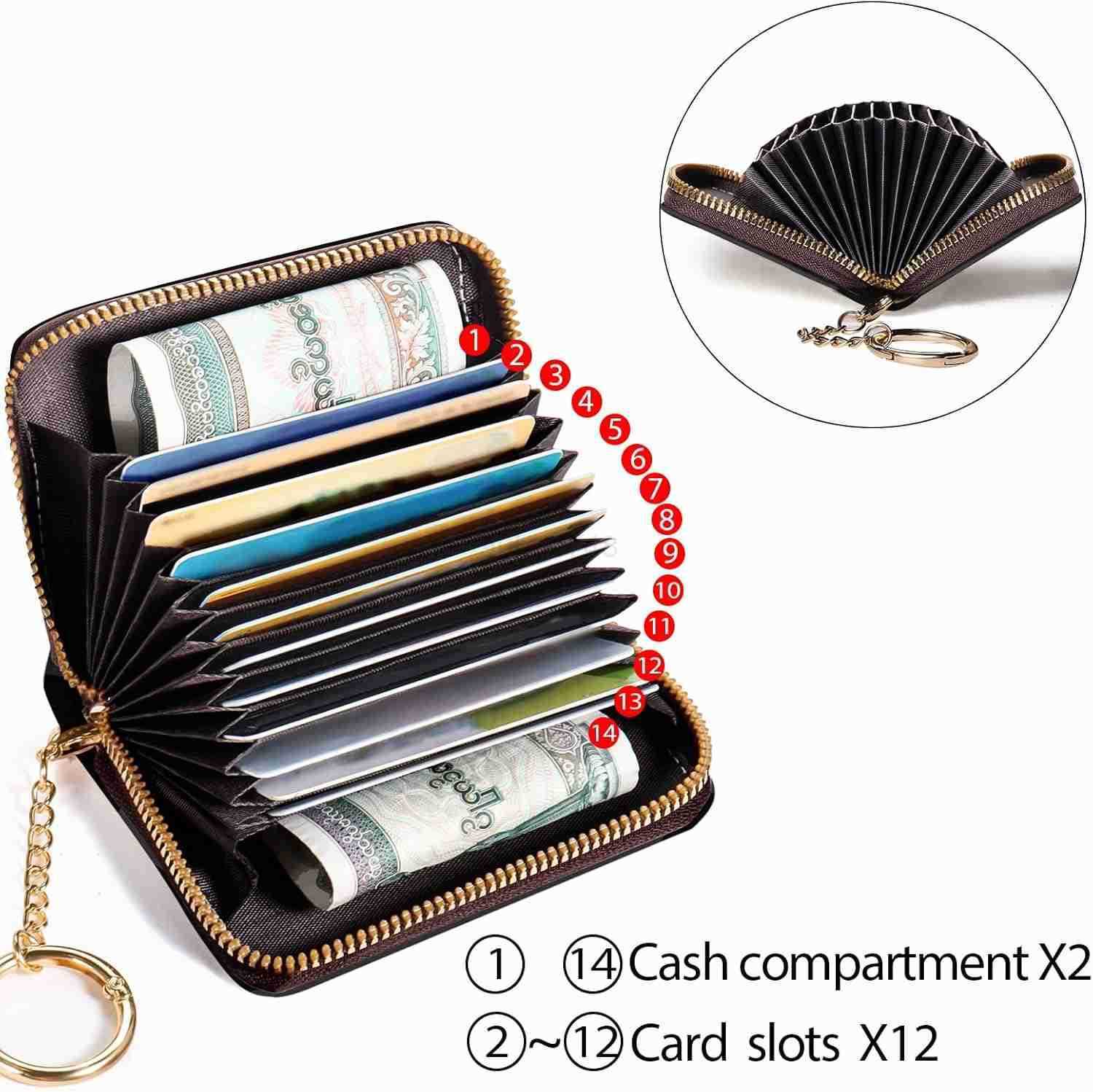 CARD Holder RFID Wallet Small Card Holder Wallet for Women with Keychain Zipper Funny Leather Print CARD Wallets Accordion GiftZ250910