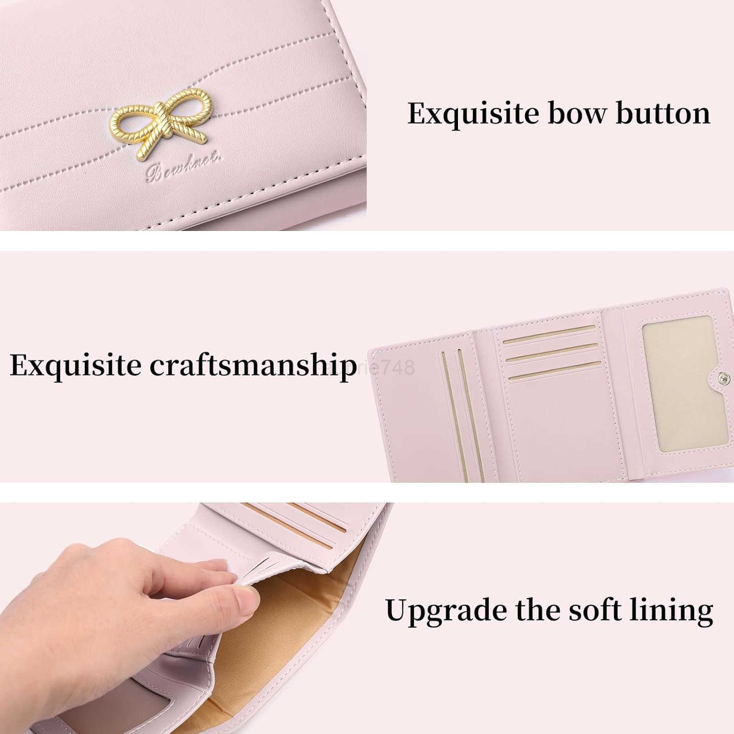 Small Wallets Cute Coquette Bow Wallet ID CARD Holder for Women GirlsZ250910