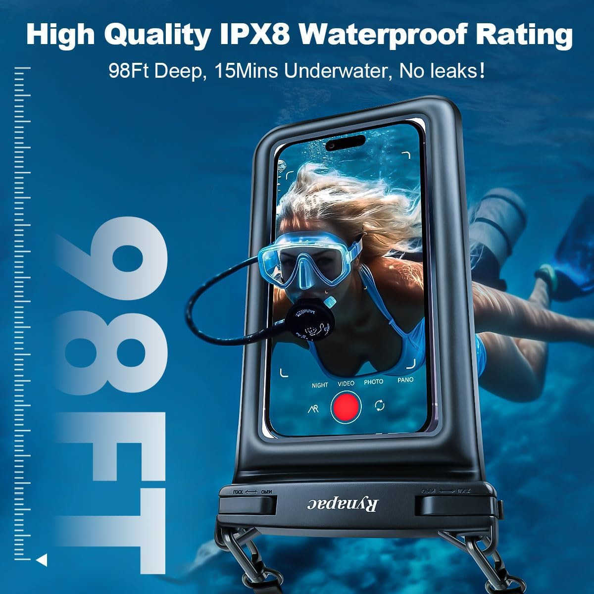 Up to 85 Waterproof Phone Pouch Floating Double Bags Waterproof Phone Case with Lanyard for iPhone 16 15 Pro Max S25 S24 Ultra IPX8 Cellphone Dry Bag 