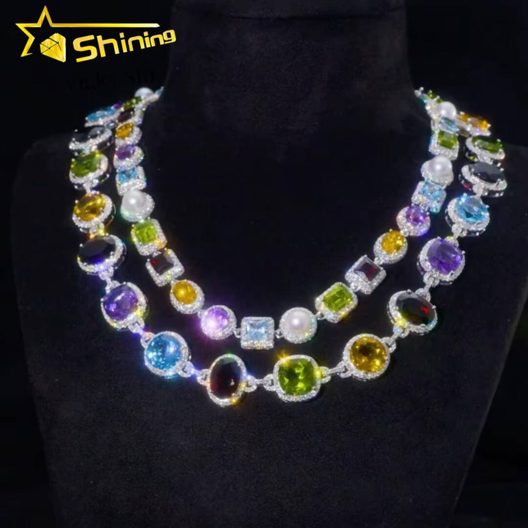 Customized Hip Hop Jewelry Brass Colorful CZ Diamond Cuban Link Charm Necklace Iced Out Fashion Link Chain