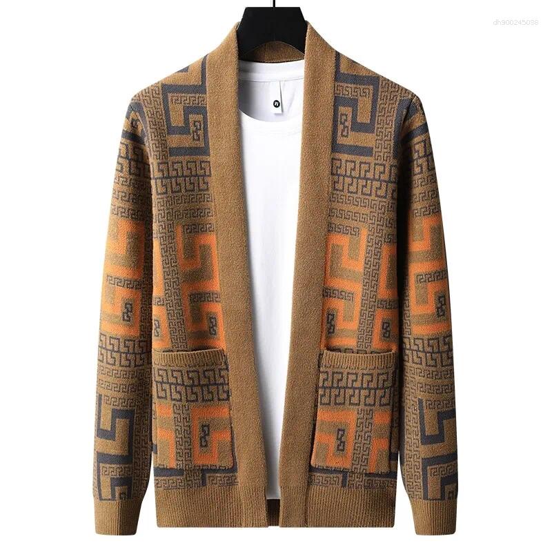 Men's Sweaters Spring And AutumnvCardigan Knit Sweater Outerwear Fashion Trendy Casual Printed Plus Size Loose Fit