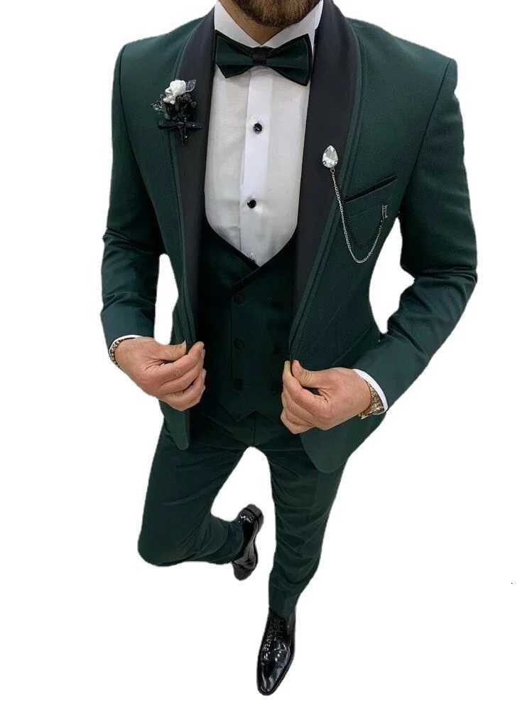 Mens Green Wedding 3 Piece Slim Fit Suit Elegant Evening Party Coat Pants Coustime Homme Luxe W250910